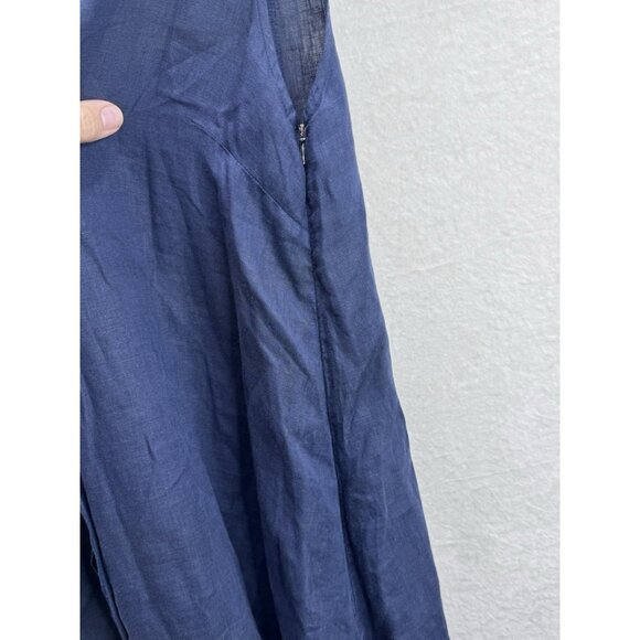 ROSSO35 Women's Navy Blue Linen A Line Dress Size 40 EU Small US - Picture 10 of 15